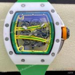 Super Clone Richard Mille Rm 59-01 Yohan Blake Tourbillon Watch White Ceramic&Green Rubber Strap